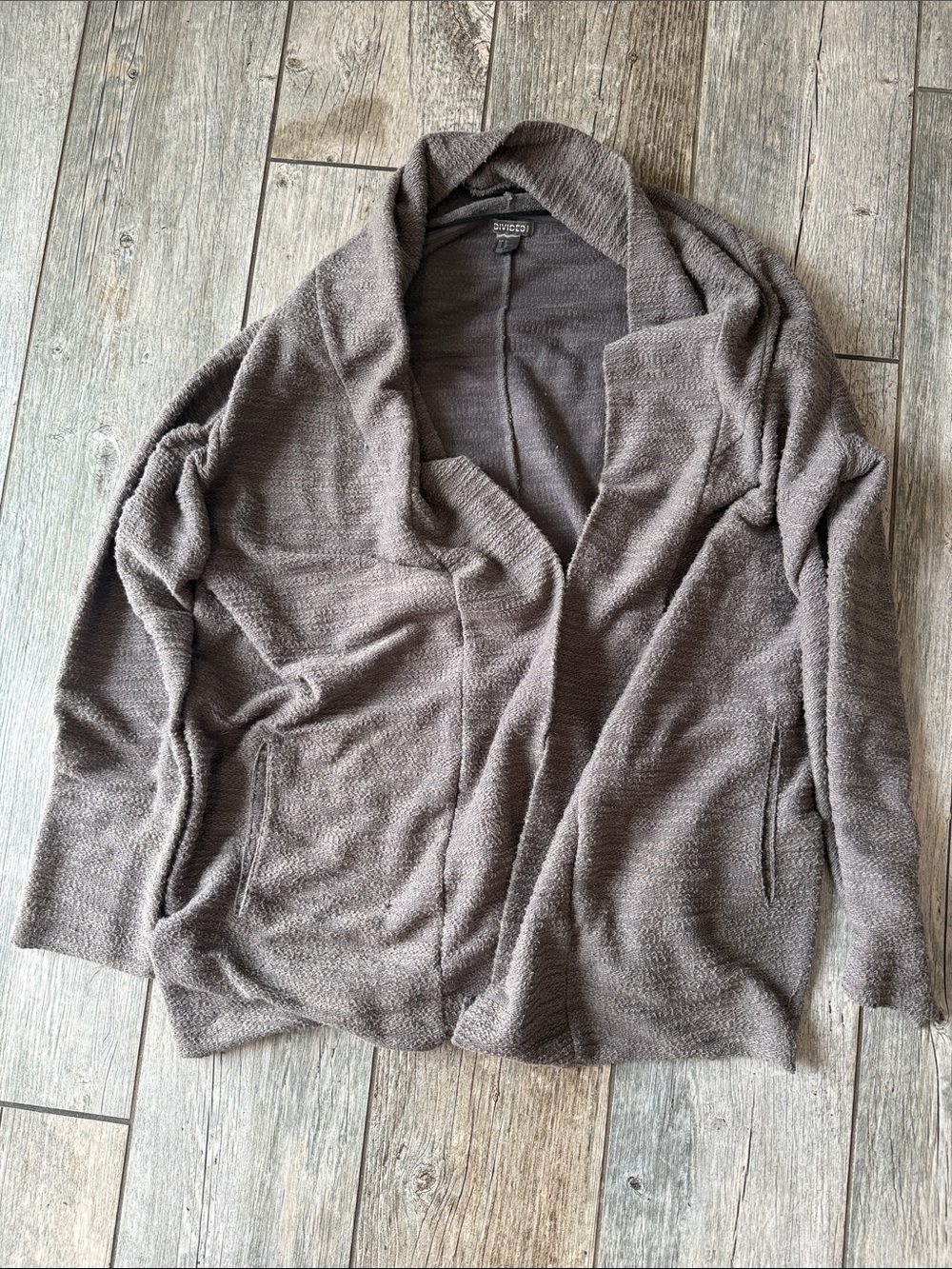 Divided Open-Front Shawl Collar Cardigan
